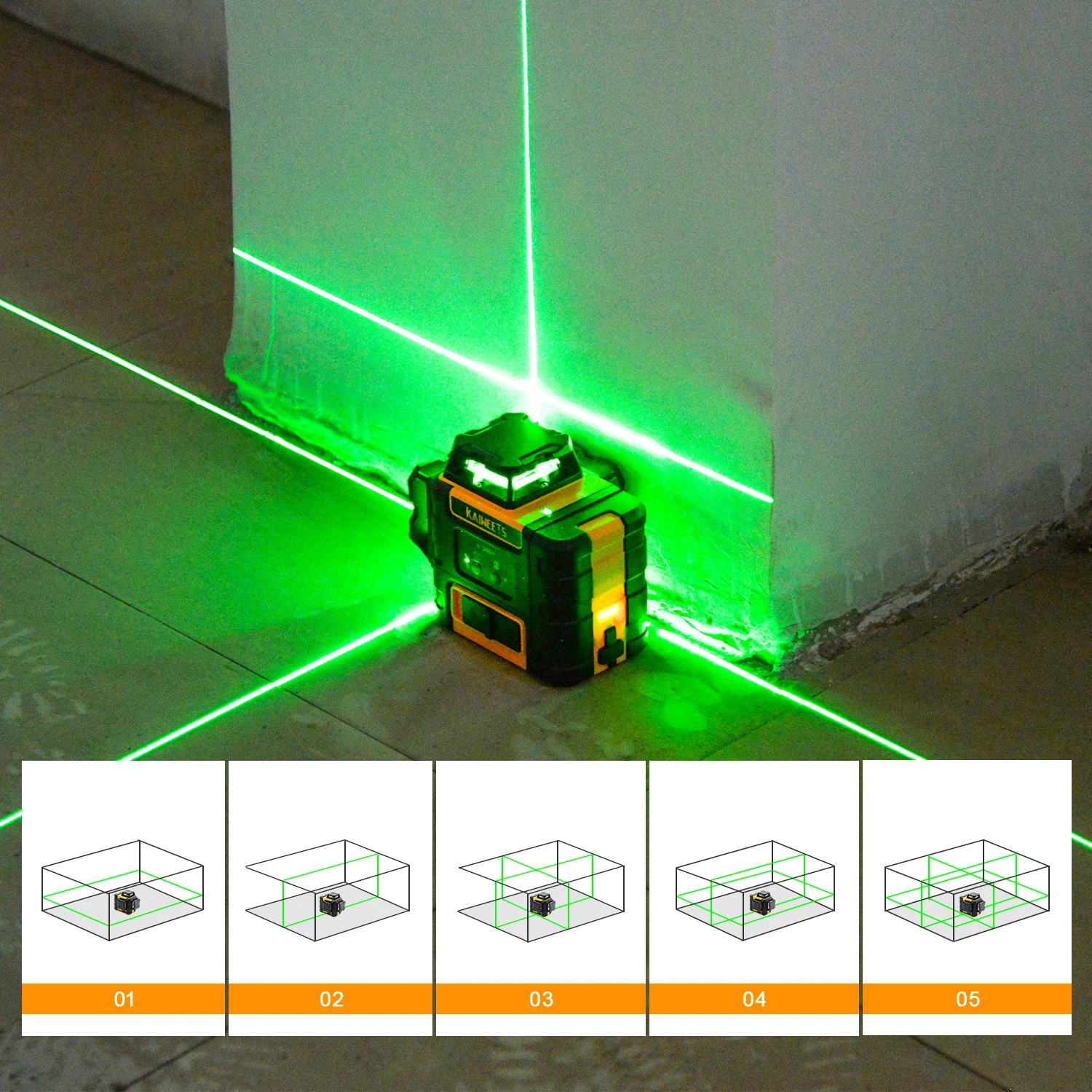 KAIWEETS KT360A 3D Cross Line  – обзор и цена Power Tools Green Color